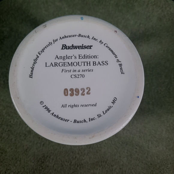 Budweiser Anglers Edition Largmouth Bass Numbered Stein Mug - Picture 7 of 7